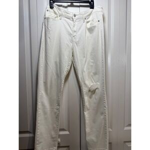 Levi's Signature Mid-Rise‎ Slim Cuffed White Distressed Jeans Women's 14/16